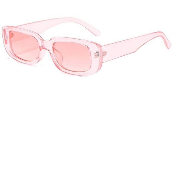 NWT Rectangle Retro Clear Pink Sunglasses 90’s - Picture 1 of 8
